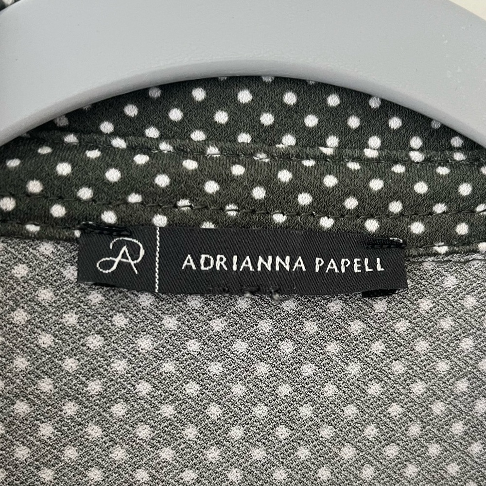 Adrianna Papell Green and White Polka Dot Top Size Medium - Picture 3 of 4